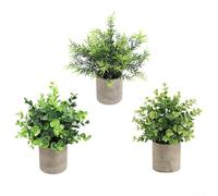 Artificial Potted Plants 3 Pack Realistic Eucalyptus Decor for Indoor Spaces Modern Plastic Pots No Watering or Pruning Needed Child and Pet Safe Green 25x8cm for Home Office(set3)