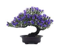 Artificial Potted Plants Fake Plant Faux Bonsai Tree Plastic Plants Simulation Fake Tree Greenery in Pots for Indoor Home Bathroom Kitchen Office Desk Garden Decoration,9.4H,Purple