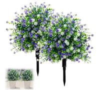 Artificial Potted Trees with Ground Stakes, UV Resistant Camellia Shrubs for Outdoors, Summer Autumn Home Garden Wedding House Plants(2pcs)