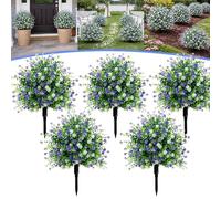 Artificial Potted Trees with Ground Stakes, UV Resistant Faux Camellia Shrubs, Realistic Fake Bushes & Outdoor Artificial Plants Decor for Garden, Front Porch, Yard and Patio (5 PCS)