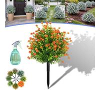 Artificial Potted Trees with Ground Stakes, UV Resistant Faux Plants for Outdoors, Realistic Artificial Outdoor Topiary Bushes in Pots, Fake Garden Shrubs for Front Porch Patio Decor (C,5 Pcs)