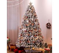 Artificial Pre-Decorated Christmas Tree Realistic Flocked Christmas Tree Holiday Decorations Foldable For Schools, Shopping Malls, Bedrooms, Offices, Indoors(Style 2,2.4m/8ft)