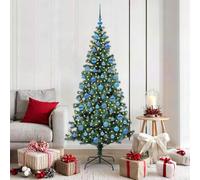 Artificial Pre-lit Christmas Tree, 180 cm Green PVC, 300 Warm White LED Lights, Durable Cone Shape for Indoor & Sheltered Outdoor Holiday Decor, Easy USB Power