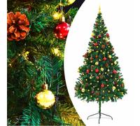 Artificial Pre-lit Christmas Tree, Green 210 cm, Indoor Outdoor, with Baubles, 200 LED Lights, Festive Atmosphere