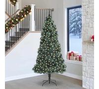 Artificial Pre-lit Christmas Tree Green 240 cm with 300 Warm White LED Lights, USB Powered, Modern Cone Design, Ball Set for Indoor Outdoor Holiday Decor