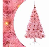 Artificial Pre-lit Christmas Tree PVC and Steel Decor Holiday Lighting vidaXL