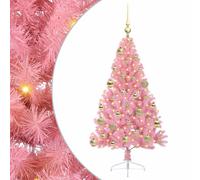 Artificial Pre-lit Christmas Tree PVC and Steel Decor Holiday Lighting vidaXL