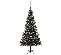 Artificial Pre-lit Christmas Tree with Ball Set Black 210 cm PVC