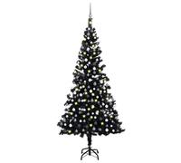 Artificial Pre-lit Christmas Tree with Ball Set Black 210 cm PVC