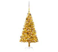 Artificial Pre-lit Christmas Tree with Ball Set Gold 150 cm PET