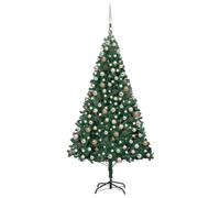Artificial Pre-lit Christmas Tree with Ball Set Green 210 cm PVC