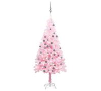 Artificial Pre-lit Christmas Tree with Ball Set Pink 120 cm PVC Berkfield Home Pink One Size