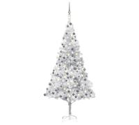 Artificial Pre-lit Christmas Tree with Ball Set Silver 210 cm PET