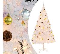 Artificial Pre-lit Christmas Tree with Baubles White 210 cm