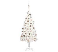 Artificial Pre-lit Christmas Tree with Rose Gold Bauble Set - White (180 cm)