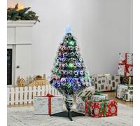 HOMCOM 3ft 90cm Green/White Artificial Christmas Tree W/ Prelit LED Aosom UK
