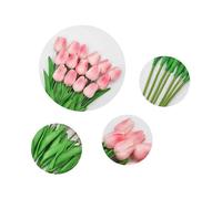 Artificial PU Tulips 10Pcs Real Touch Fake Flower Arrangement Bouquets for Home Office Wedding Decoration (Pink)