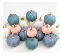 Artificial Pumpkin Collection 16 Pieces for Autumn and Thanksgiving Decorating Tabletop Displays, Wedding Settings, and Seasonal Craft Projects with Sturdy Foam Build