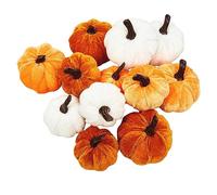 Artificial Pumpkin Decor, 12PCS Autumn Pumpkin Decorations, Halloween Velvet Pumpkins Decorations, Fake Mini Pumpkins Ornament for Fall Harvest, Autumn Halloween Thanksgiving Party, Home Decor (D)