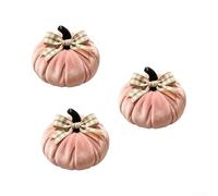 Artificial Pumpkin Ornament Set 3 Pieces 10 cm With Bow And Autumn | Made from EVA Lightweight And Easy To Move Suitable For Halloween Thanksgiving Autumn Parties And Farmhouse Decor