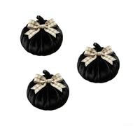 Artificial Pumpkin Ornament Set 3 Pieces 10 cm With Bow And Autumn | Made from EVA Lightweight And Easy To Move Suitable For Halloween Thanksgiving Autumn Parties And Farmhouse Decor
