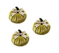 Artificial Pumpkin Ornament Set 3 Pieces 10 cm With Bow And Autumn | Made from EVA Lightweight And Easy To Move Suitable For Halloween Thanksgiving Autumn Parties And Farmhouse Decor
