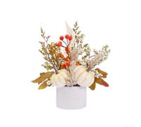 Artificial Pumpkin Potted Plant 29cm Autumn Harvest Decor(White)