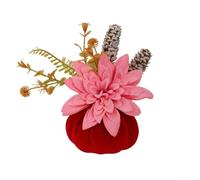 Artificial Pumpkin Vase with Sunflower Arrangement Autumn Decor(Powder Power)