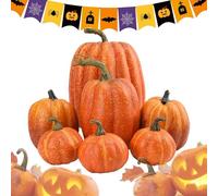 Artificial Pumpkins Decoration, Fake Pumpkin, Pack of 7 Foam Pumpkins, Various Sizes, Artificial Pumpkins, Artificial on the Table, Harvest Pumpkin Autumn Decorations for Home, Farmer
