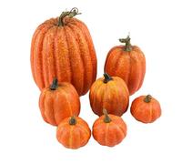 Artificial Pumpkins Decoration, Fake Pumpkin, Various Sizes Foam Pumpkins Pumpkin Decorations, Pack of 7, Artificial Pumpkins on the Table, Harvest Pumpkin Autumn Decorations for Home, Farmhouse