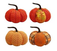 Artificial Pumpkins, Pumpkin Harvest Table Centerpiece, Faux Foam Fabric Decor, 4 Pieces, Realistic Texture and Design, Mix and Match Styling, for Home Garden