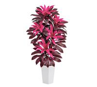 Artificial Purple Dracaena Plants 6FT, Fake Tree with Tall White Planter | Tropical Yucca Fake Floor Plant, Large Faux Silk Plant Indoor, for Home Decor Office Living Room Porch Patio Housewarming