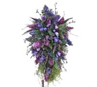 Artificial Purple Tulip Wreath 50x30cm - Spring Floral Door Decor for Front Porch Wall Hanging - For Lasting Plastic Flower Garland for Easter Home Decoration