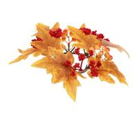Artificial Pvc Candle in Maple Ring Wreath Leaf Orange Cloth