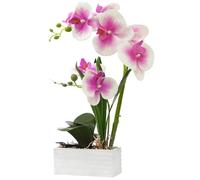 Artificial Real Touch Orchid Flowers with White Ceramic Vase, Light Purple