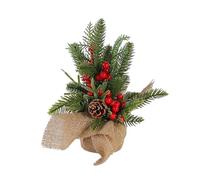 Artificial Red Berry Christmas Trees, Tabletop Berry Christmas Tree, Faux Plant Small Berry Tree with Burlap Weighted Base for Home Christmas Decor (Red Pine Cone style)
