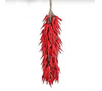 Artificial Red Chili Peppers Fake Vegetable String for Kitchen, Realistic Plastic Chilli Pepper Garland, Faux Food Props Hanging Decor for Restaurant Cafe, Synthetic Pepper Bundle, 55 cm(5PCS)