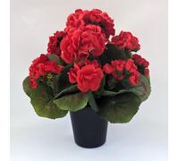 Artificial Red Geranium Plant in Grave Pot