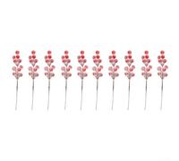 Artificial Red Holly Berry Branches for Christmas Decor, 10-Piece Set with Snowflake Accents, Plastic Faux Berries, 22.5 cm, Festive Floral Decoration for Home, Party & Packaging