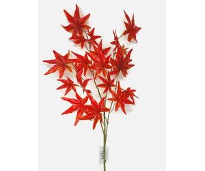Artificial Red Maple Leaf Spray x 62cm - Autumn Floral Leaves Foliage Stem