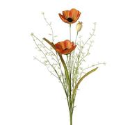 Artificial Red Poppy Spray, Artificial Flowers, Realistic Faux Silk Orange Poppy Stem, Fake Flowers, Wild Meadow Flower Housewarming Gift