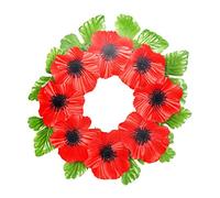 Artificial Red Poppy Wreath - 25cm Diameter with 8 Flowers - Remembrance Day