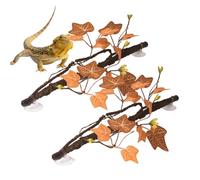 Artificial Reptile Climbing Plants - 2 Pieces 45cm PP Bendable Branch Leaves with Suction Cups Flexible Decoration Accessories | Perfect for Gecko, Snake, Leaf Frog, Bearded Dragon, Vivarium, Terr