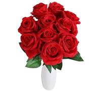 Artificial Rose Bouquet - 10 Piece Faux Roses With Stems, Romantic Home Decoration | Perfect For Valentine's Day Party, Mother's Day Birthday Gift, Wedding Centerpiece, Living Room Table Decor