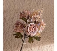 Artificial Rose Bouquet Home D1ecor Silk Fabric Flower Arrangement Realistic Looking Faux Floral Display for Living Room Office Wedding Party Table Centerpiece Indoor Decoration(Light brown)