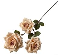 Artificial Rose Bouquet with 3 Diamond Heads Coated Silk Screen Construction for Memorial Services and Formal Gatherings (Light Orange)