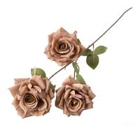 Artificial Rose Bouquet with 3 Diamond Heads Coated Silk Screen Construction for Memorial Services and Formal Gatherings (Dark Coffee Color)