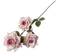 Artificial Rose Bouquet with 3 Diamond Heads Coated Silk Screen Construction for Memorial Services and Formal Gatherings (Light Pink)