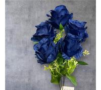 Artificial Rose Bunch - 5 Head Silk Rose Bouquet for Home, Wedding & Event Decor (Royal Blue)