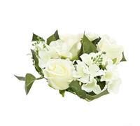 Artificial Rose Candle For Ring, 20cm Faux Flower Garland Table Centrepiece Wreath for Wedding Reception Decor, Romantic Dinner Setting, Christmas Table Ornament, Anniversary Party(White)